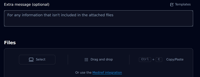 Pressing slash in the Extra message box, typing a few letters of a template name and picking it, so the saved wording drops into the box
